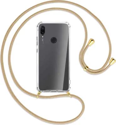 Produktbild von Handykette Backcover-Schutzhülle mit Band (Metall goldfarben) für Xiaomi Redmi Note 7 (Pro) - caramel
