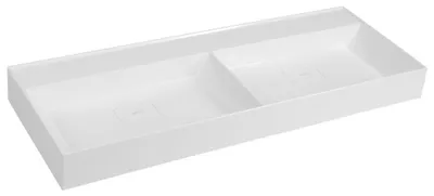 Produktbild von GODIVA Doppelwaschbecken, Gussmarmor, 119x44cm, ohne Armaturloch, Weiß