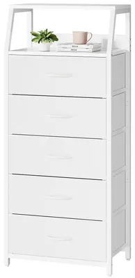 Imagen del producto de Cómoda con 5 cajones de tela, color blanco