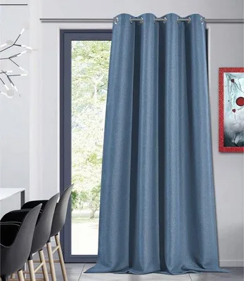 Image de Home Style Rideau fini - Occultation - Avec anneaux - 135x260 cm - Bleu marine