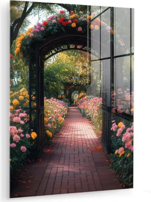 Produktbild von MuchoWow Glasbilder - Bilder auf Wandbild - Foto auf Glas Durchsichtig - Blumen - Weg - Natur - Farbenfroh 30x40 cm Wanddekoration aus Glas - Acrylglasbild - Acrylbilder - Wohnzimmer - Fotos
