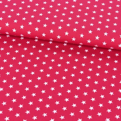 Produktbild von Baumwollstoff Meterware Sterne 1x1cm cerise pink weiß 140cm