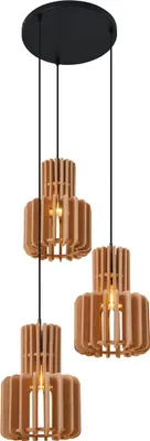 Zdjęcie produktu dla QAZQA – Retro Retro lampa wisząca I Lampa wisząca I Lampa wisząca czarna z pomarańczową 3-punktową żarówką – Felt I Salon I Sypialnia – Felt Okrągła – Pasuje do żarówek LED E27