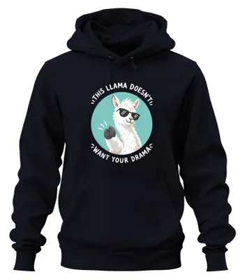 Produktbild von This Llama Doesn't Want Your Drama Alpaca Lustig Alpaka Hoodie Kapuzenpullover, Navy, XL