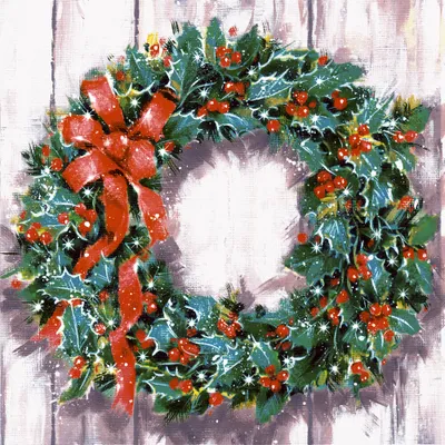 Produktbild von 160 Servietten, 3-lagig 1/4-Falz 33 cm x 33 cm Classic Wreath