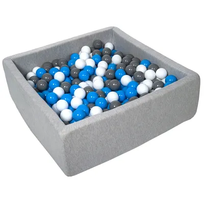 Obrázok produktu pre Detský bazén s loptičkami, 90x90 cm, ihrisko + 450 loptičiek biela, modrá, sivá
