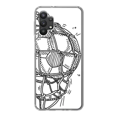 Produktbild von MuchoWow® Handyhülle Schutzhülle Hülle für Samsung Galaxy A32 5G Eine Illustration eines Fußballschusses ins Tor - Jungen - Mädchen - Kinder Silikon Softcase Handy Hülle - Softcase