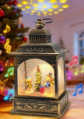 Produktbild von Unyqoos® Elektrische Weihnachts‑Schneekugel mit Schneemann, Musik & Sternenprojektor, 3‑Modi Timer, USB oder Batterie, wasserfest für Innen & Außen