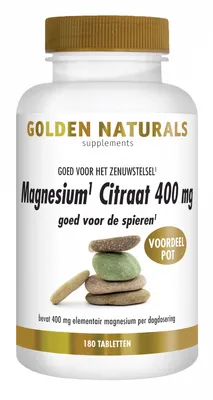 Productafbeelding van Golden Naturals Magnesiumcitraat, 400 mg, 180 tabletten