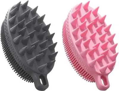 Productafbeelding van Siliconen lichaamsscrubber, massagemiddel, exfoliant, zwart en roze, voor een diepe reiniging