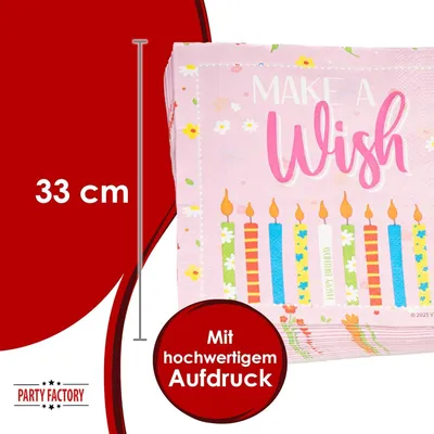 Produktbild von Happy Birthday Rosa Servietten 3-lagig 20er