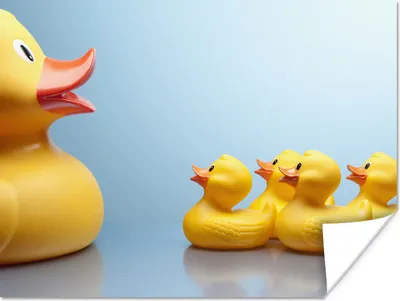 Produktbild von MuchoWow® Poster Gummi-Ente - Gelb - Blau 160x120 cm - Foto Plakat