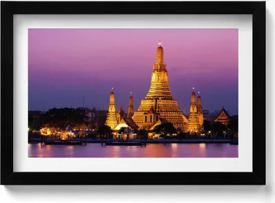 Produktbild von Tempel in Bangkok Thailand– Wandbild mit Rahmen – Gerahmtes Bild  – Wanddekoration – 30x20 cm –  Schwarz Rahmen