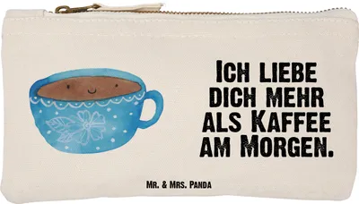 Produktbild von Mr. & Mrs. Panda Federmappe Kaffee Tasse Größe S Klein - Weiß - Geschenk, Beauty Bag, Lustige Sprüche, aufbewahrungstasche, Genuss, Etui, Geschmack, Federtasche, Liebe