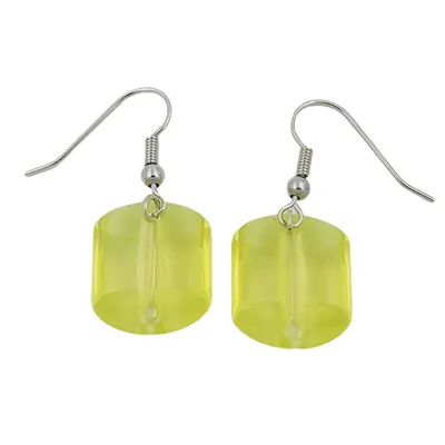Produktbild von Ohrhaken Ohrhänger Ohrringe 37x15mm Schrägperle Kunststoff kiwigrün-transparent hellgrün 37x15mm