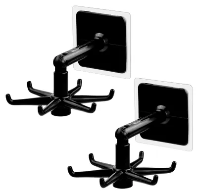 Produktbild von 360° drehbarer Küchenutensilienhaken, 2 Stück, ohne Bohren, Hakenleiste für Küchenutensilien mit 6 Haken, geeignet für Garderobe und Bad
