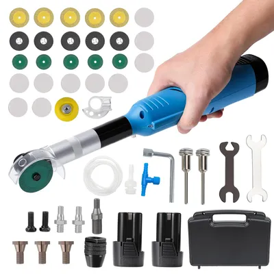 Produktbild von Elektrischer Geradschleifer - Multifunktions Schleif- und Poliergerät 200W - 7 Geschwindigkeiten - Für Keramikfliesenfugen - 220V - Set mit 2 Akkus