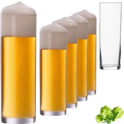 Produktbild von PLATINUX Hohe Biergläser 200ml (max. 240ml) Set 6-Teilig Bierstangen aus Glas Kölschgläser Spülmaschinenfest