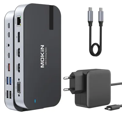 Produktbild von Laptop Docking Station, MOKiN 16 in 1 USB C Dock mit 2 Monitore