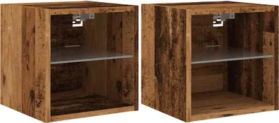 Produktbild von vidaXL TV-Wandschränke mit LED-Leuchten 2 Stk. Altholz-Optik