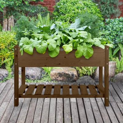 Image de Carré potager en bois - 40,6 x 118,6 x 78 cm - Marron