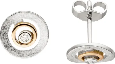 Produktbild von Ohrstecker 585 Gold Rotgold bicolor eismatt 2 Diamanten Brillanten Ohrringe