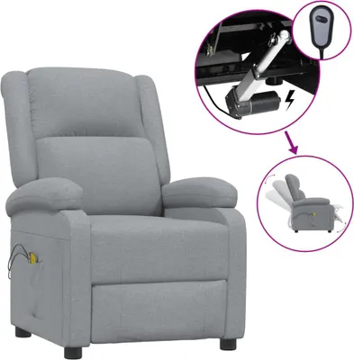 Obrázok produktu pre vidaXL Elektrické masážne kreslo Light Grey Fabric