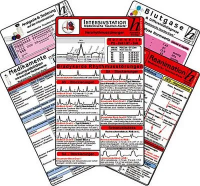 Obrázek produktu pro Intensiv-Station Karten-Set - Analgesie & Sedierung, Blutgase & Differentialdiagnose, Herzrhythmusstörungen, Inkompatibilitäten intravenöser Medikamente, Reanimation