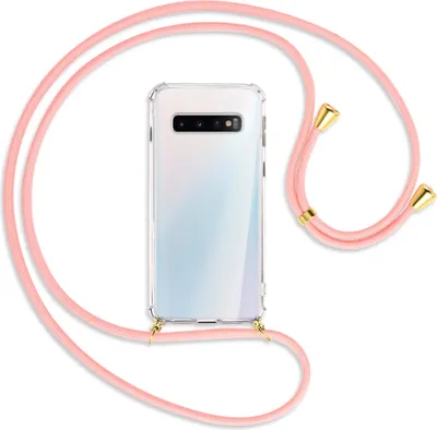 Produktbild von Handykette Backcover-Schutzhülle mit Band (Metall goldfarben) für Samsung Galaxy S10 - rosa