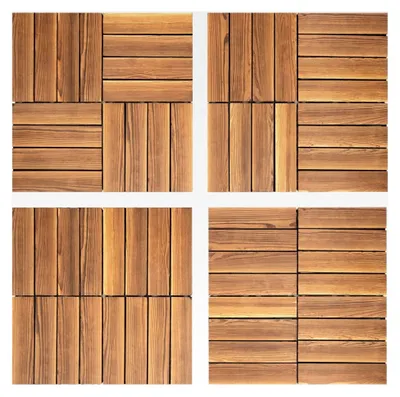 Produktbild von 36 Stück Holzfliesen, 30 × 30 cm, Holzfußboden mit Entwässerungssystem, wasserfeste Balkon- und Terrassenfliesen für Innen- und Außenbereiche