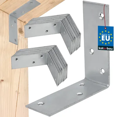 Produktbild von KOTARBAU® 25er Set Winkelverbinder Lochwinkel 100x100x40mm Bauwinkel Lochplattenwinkel Winkel Zimmermannswinkel Bauverbinder Verzinkter Stahl