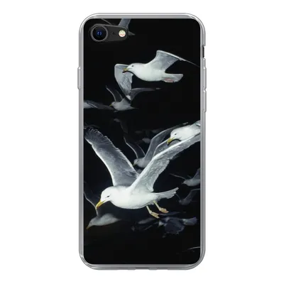 Produktbild von MuchoWow® Handyhülle Schutzhülle Hülle für iPhone SE 2020 Vogel - Schwarz - Schwarm Silikon Softcase Handy Hülle - Kartenbesitzer