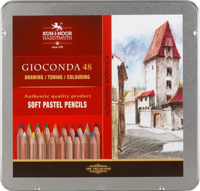 Image de Koh-i-noor craies d'art poussiéreuses au crayon GIOCONDA 48pcs set in tin box