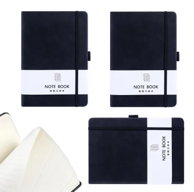 Productafbeelding van Set van 3 A6 Notitieboeken, Reisetageboek, Zwart (10 x 14,5 cm)
