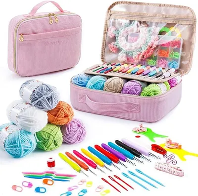 Imagen del producto de Kit de ganchillo para principiantes, set de inicio de hilo con ganchillo y