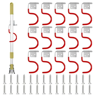 Image de Support pour 15 outils de jardin avec crochets rouges