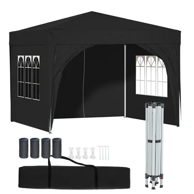 Produktbild von Pavillon 3x3m Faltpavillon inkl. Tasche mit 4 Seitenwänden 4 Sandsäcke Wasserdicht UV-Schutz 50+ Pop-Up Gartenpavillon Gartenzelt Partyzelt Anthrazit