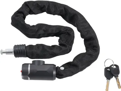 Zdjęcie produktu dla Blokada łańcucha rowerowego 88 cm - Blokada łańcucha motocyklowego 8 mm - Blokada z 2 kluczami - Zabezpieczenie przed kradzieżą rowerów i motocykli