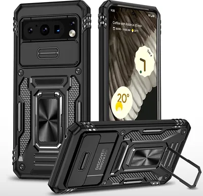 Produktbild von INF Schwarze Hülle mit Ringständer und Schiebelinse für Google Pixel Google Pixel 7
