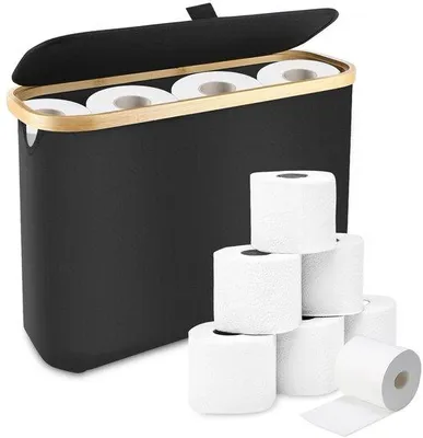 Zdjęcie produktu dla Pojemnik na papier toaletowy z pokrywką, pojemnik na 12 rolek papieru toaletowego, wodoodporny pojemnik na papier toaletowy do łazienki i gospodarstwa domowego