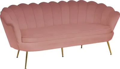 Produktbild von SalesFever Muschel-Sofa | 3-Sitzer | Bezug Samt-Stoff | Gestell Metall goldfarben | B 180 x T 76 x H 78 cm | rose