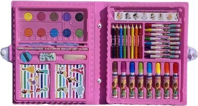 Image de Lot de 52 marqueurs aquarellables et crayons pastel – Idée cadeau pour enfants – Trousse de peinture