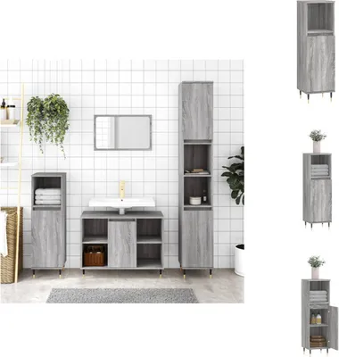 Produktbild von vidaXL Badschrank Grau Sonoma 30x30x100 cm Holzwerkstoff -  Badezimmerwaschtische