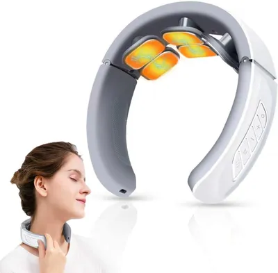 Produktbild von Nackenmassagegerät – Intelligenter Massager – Muskelentspannung – 42°C Wärmetherapie – 15 x 4 x 14 cm – Weiß
