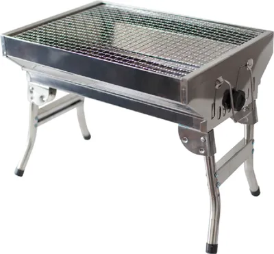 Produktbild von Schaschlik Grill Mangal Angler, rostfrei mit Klappbeinen, Edelstahl, Holzkohlegrill, Portable, Kompakt, BBQ