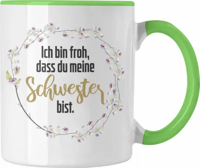Produktbild von Trendation - Beste Schwester Tasse Spruch Geschenkidee Geburtstag Schwester von Schwester (Grün)