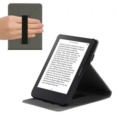 Produktbild von kwmobile Schutzhülle kompatibel mit Kobo Clara 2E / Tolino Shine 4 - Hülle e-Reader mit Schlaufe Ständer - - Silber