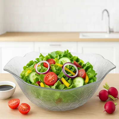 Produktbild von Glas Schale Obstschale Salatschale Schüssel Blattschale Glasschüssel 28 cm