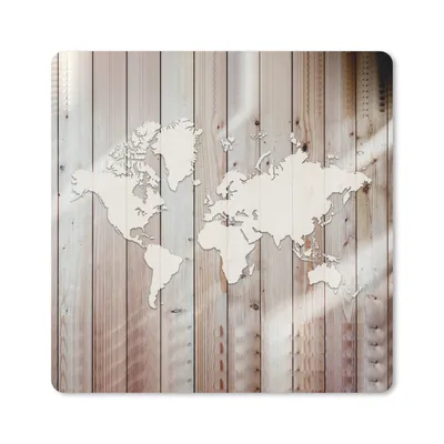 Produktbild von MuchoWow® Mauspad Mousepad Weltkarte - Weiß - Holz 30x30 cm - Mousepads - Maus Mat - Pad - Mausunterlage - Gaming