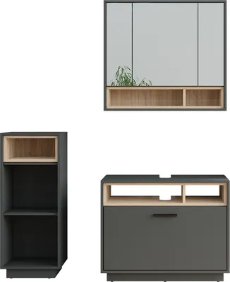 Image de Meubles bain Vicco Beatrice Anthracite/Sonoma 3 pièces, Model 55784
